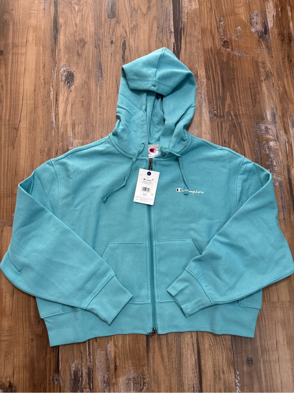 Champion Teal Zip-Up Hoodie with Embroidered Logo